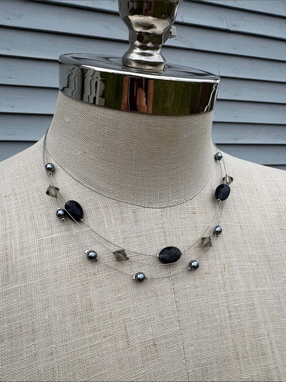 Multi-Strand Black Bead Necklace by Lia Sophia